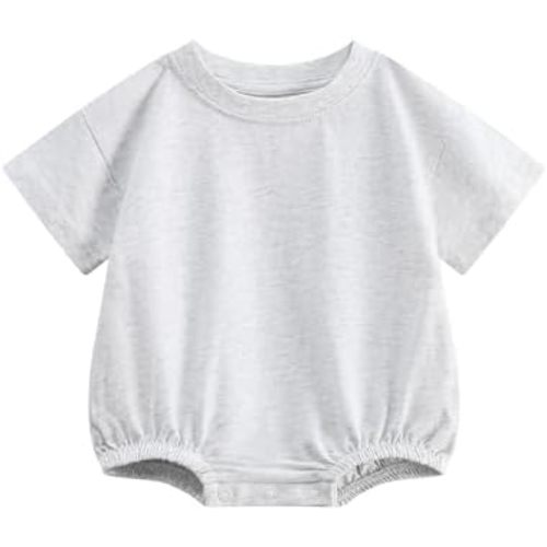 Bafeicao Baby Boy Girl Bubble Romper Organic Cotton Infant Summer Oversized Toddler T-Shirt Bodysuit Short Sleeve