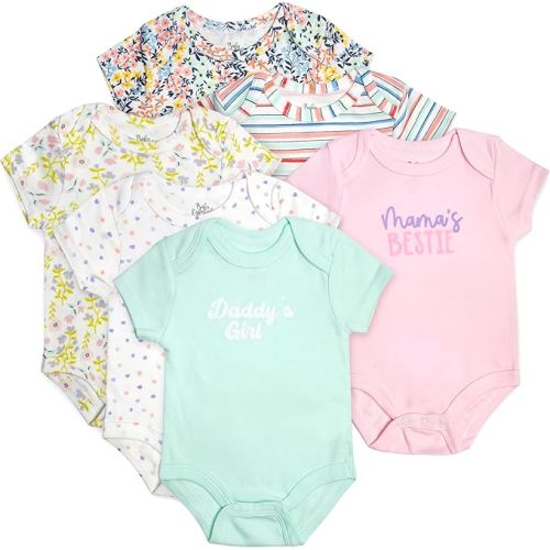 Baby Essentials Baby Girls 6 Piece Bodysuit Set