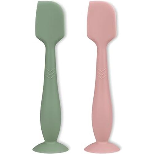 Diaper Cream Applicator Set - Soft Silicone Baby Butt Brush with Suction Base, Baby Butt Spatula, Full Size, 2 Piece - Newborn Baby Essentials (Sage/Blush)