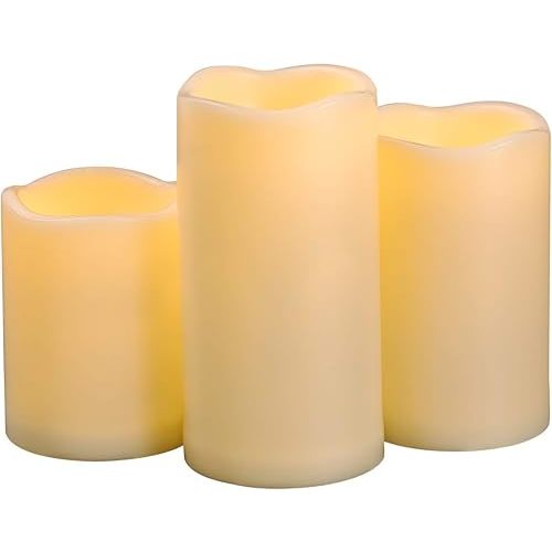 3PCS 4" 5" 6" Waterproof LED Flameless Timer Candles, 1000 Hours Long Battery Life/Flickering Battery Operated Electric Outdoor LED Large Pillar Candle for Outside Lantern Festival Decor etc.