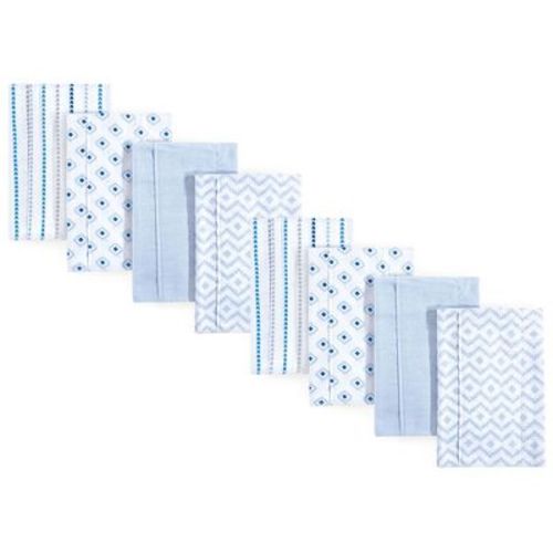 Hudson Baby Boys and Girls Cotton Poly Flannel Burp Cloths 8-Pack Set, Boy Modern, One Size