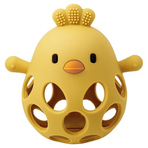 Baby Teething Toy, Easy-to-Grasp Sensory Teether for Infants 3–12 Months, 100% Food-Grade Silicone, Teething Relief & Developmental, BPA Free (Ginger)