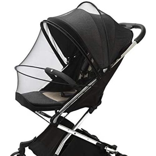 Mosquito Netting for Stroller, Encrypted Stroller Mosquito Net Full Cover, DUOMI Stretchable Netting Breathable Folding Dual-Use Zipper Mesh Mosquito Net for Baby Stroller Cover(Black)