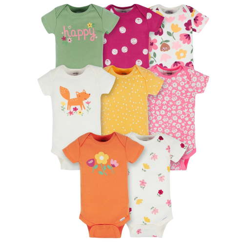Onesies Brand Baby Girl Multipack Short Sleeve Bodysuits, 8-Pack, Newborn - 12 Months