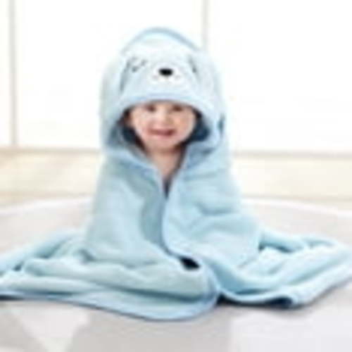 MONEHANE Baby Bath Towel, Absorbent Large Hooded Towel for Kids, Newborn, Babie, Toddler, Infant, Blue Puppy, 31.5 x 31.5 inch