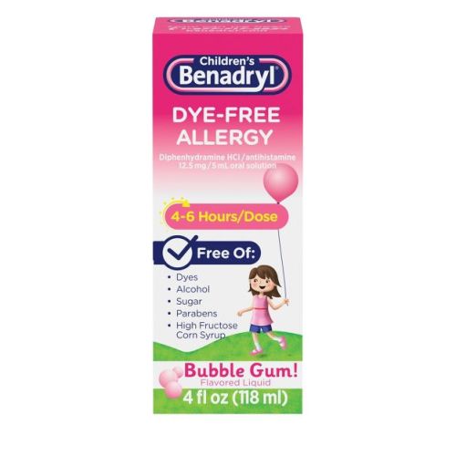 Children's Benadryl Dye-free Diphenhydramine Allergy Liquid - Bubble Gum - 4 Fl Oz