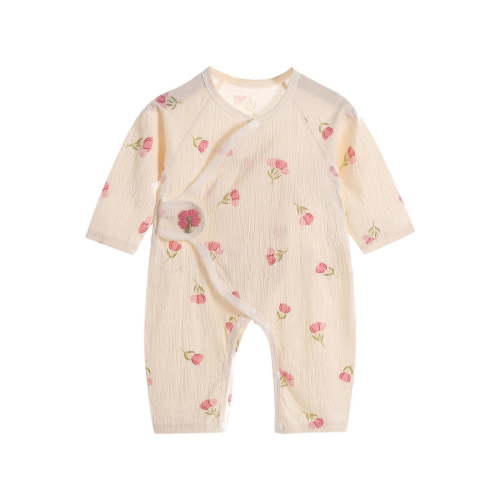 Atogsazn Newborn Baby Girls Summer Bodysuit Infant Cartoon Cotton Jumpsuit Romper Crawling Clothes Beige 1-3 Months on Clearance