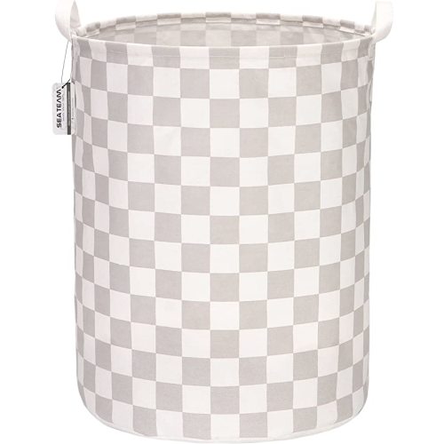 Laundry Hamper (Grid/Grey) - Sea Team Large Sized Waterproof Coating Fabric