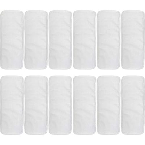ALVABABY 12pcs Microfiber Inserts,Soft Cloth Diaper Liner,3-Layer Absorbent Inserts,Reusable for Baby Cloth Diapers 12T