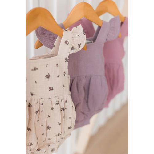 Organic Cotton Flutter Sleeve Bubble Romper for Baby & Toddler Girls, Muslin Outfit, Eco-Friendly, Baby Shower Gift
