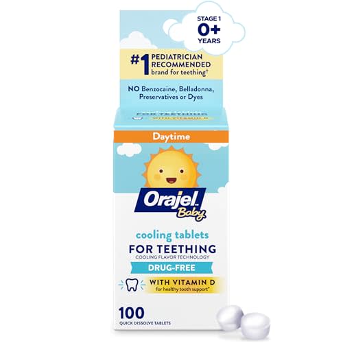 Orajel Baby Cooling Tablets for Teething with Vitamin D, 100 Quick Dissolve Tablets,White