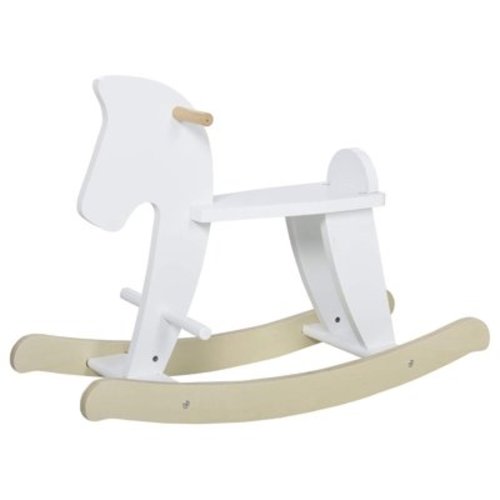 Wooden Rocking Horse Toddler Baby Ride-on Toys for Kids 1-3 Years with Classic Design & Solid Workmanship, White