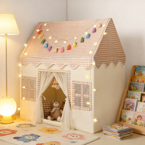 wilwolfer Kids Indoor Play Tent with Mat Tassel Garland and Star Lights | Wayfair