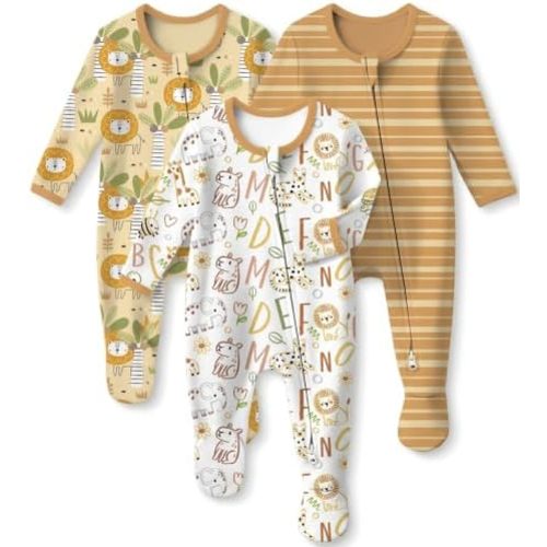 Baby Sleepers 100% Organic Cotton Pajamas for Newborn 0-3 3-6 6-9 Months Boys Girls Clothes Footed Pjs