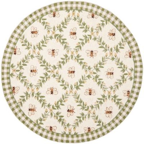 Chelsea Hk55 Hand Hooked Area Rug - Ivory/green - 5'6" Round - Safavieh.