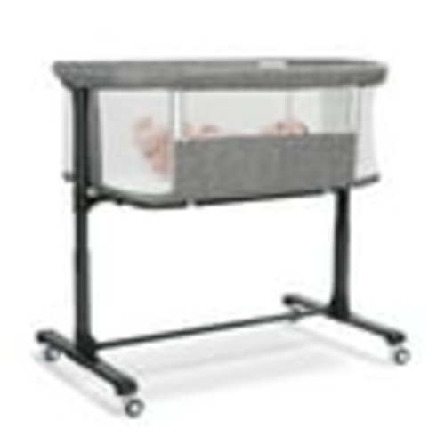 AILEEKISS Baby Bassinet Bedside Sleeper, Height Adjustable Newborn Baby Bassinet with Wheels, Grey