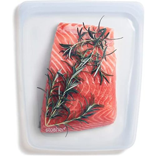 Stasher Platinum Silicone Food Grade Reusable Storage Bag, Clear (1/2 Gallon) | Reduce Single-Use Plastic | Cook, Store, Sous Vide, or Freeze | Leakproof, Dishwasher-Safe, Eco-friendly | 64 Oz