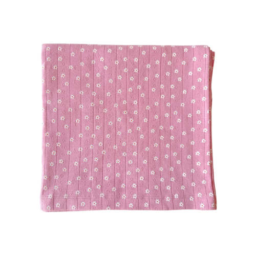 Pink Flower / Organic Pointelle Swaddle
