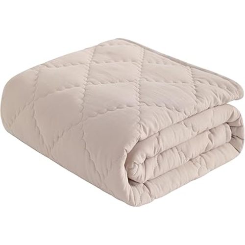 NTBAY Down Alternative Toddler Comforter, Lightweight and Warm Solid Color Baby Crib Quilted Blanket, 39x47 inches, Taupe
