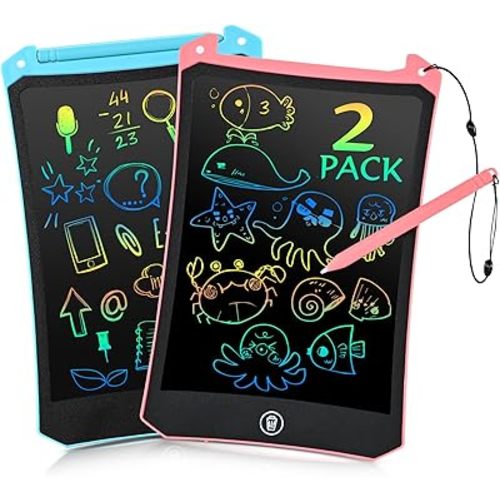 EooCoo Toys for Ages 2-4, LCD Writing Tablet for Kids 2 Pack, Drawing Pad for Kids, Toddler Travel Essentials, No Mess Coloring Books for Toddlers 1-3, Road Trip Activities, Boy Girl Gift - 8.5 Inch