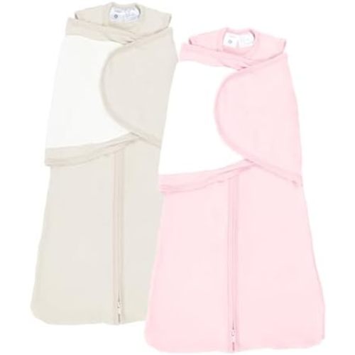 2-Pack 0.5 TOG Newborn Sleep Sack, All-in-One Swaddle Wrap with Silent Velcro for Infants (0–3 Months)
