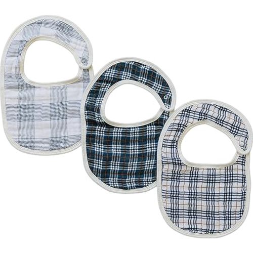 Mebie Baby Muslin Cotton Bib, 3 pack, Baby Bib Set for Burp, Spit Up, Drool, Bandana Bibs for Baby Boy or Baby Girl