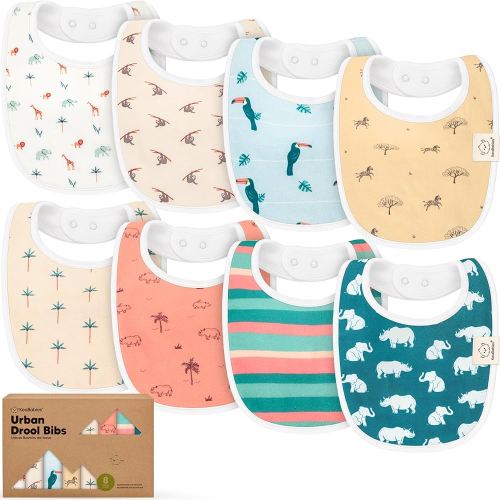 8-Pack Organic Baby Bibs for Boys, Girls - Soft Cotton Drooling and Teething Bibs for Baby Girl & Boy, Extra Absorbent, Easy To Clean & Put On for Toddler, Newborn, Infant 0-24 Months (Wildscape)
