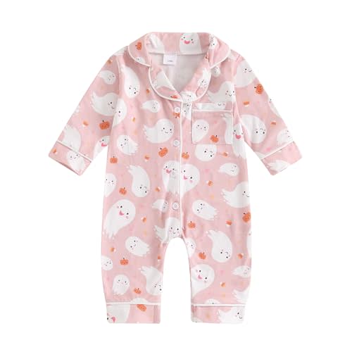 Balaflyie Baby Girl Button Down Pajamas Romper One-Piece Jumpsuit Long Sleeve Sleeper Infant Sleepwear
