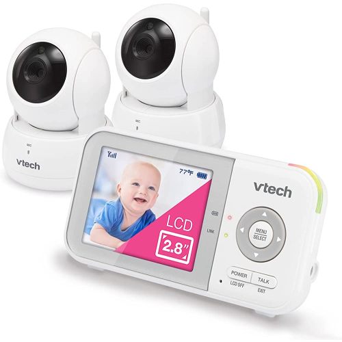 VTech VM923-2 Baby Monitor, 2.8”Screen, 1000ft Range, Pan-Tilt-Zoom, Night Vision, 2-Way Audio, Temperature Sensor, Lullabies, Secured Transmission No WiFi