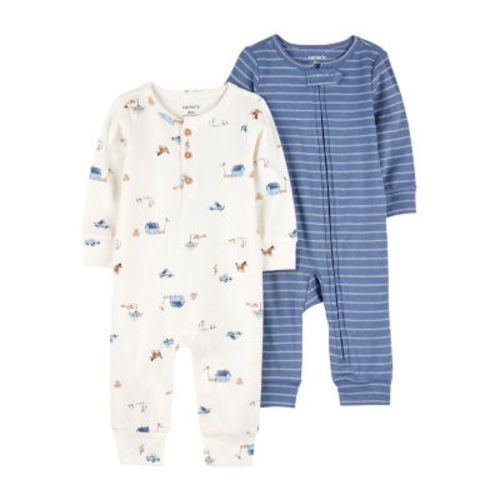 Carter's Baby Boys Round Neck Long Sleeve 2-pc. Jumpsuit