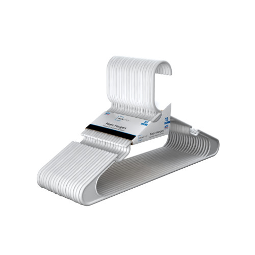 Mainstays Clothing Hangers, 18 Pack, White, Durable Plastic for Adults & Teens