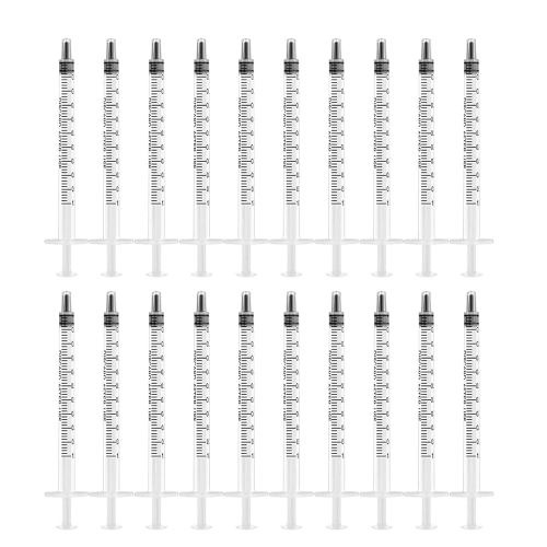 1ml 20 Pack Syringe Sterile Plastic Individual Wrap, Plastic Syringes without Needle for Science Labs, Colostrum Collector, Glue Applicator, Feeding Pets,Oil or Glue Applicator