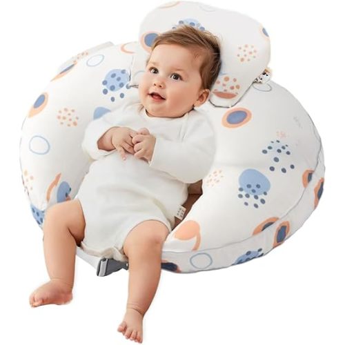 Nursing Pillow for Breastfeeding & Bottle Feeding –Breastfeeding Pillow with Adjustable Waist Strap, Feeding Pillow for Tummy Time,Removable Cotton Cover for Mom & Baby Comfort (Polka)