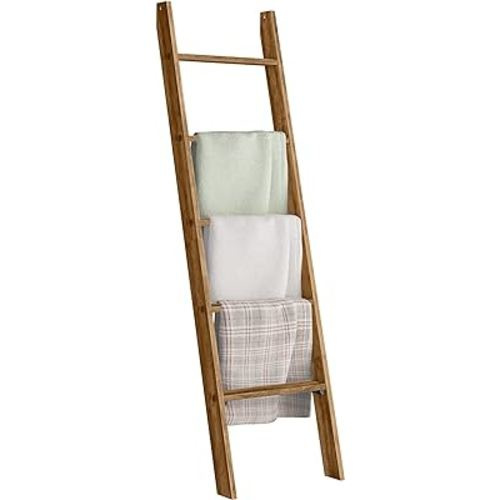 VASAGLE Blanket Ladder Decorative Farmhouse for The Living Room, 5-Tier Ladder Shelf, Ladder Rack for Storage and Decor, Honey Brown ULLS018K41