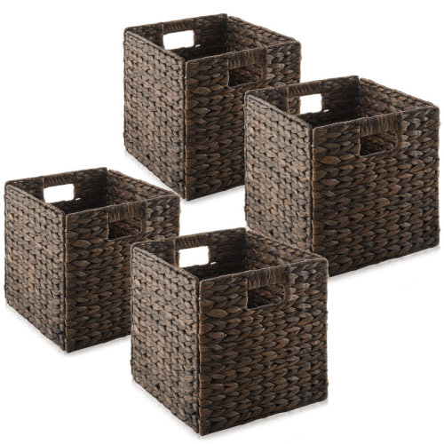 Casafield 10.5" x 10.5" Water Hyacinth Storage Baskets, Natural - Set of 4 & Reviews | Wayfair