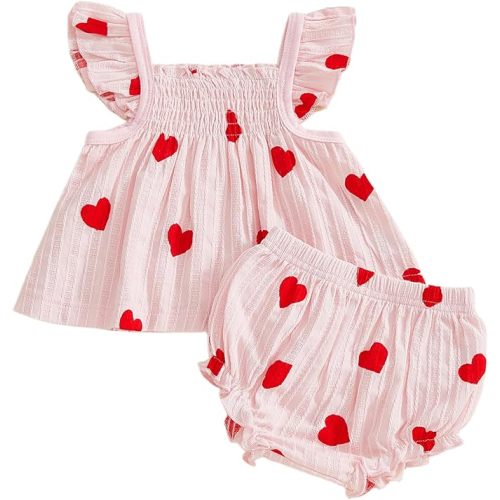 Mubineo Baby Girl Summer Clothes Cute Ruffle Tops Dress Shorts Outfits Set Infant Toddler Shrit Bloomers Princess Outfit