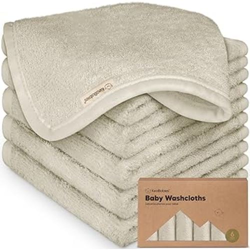 6-Pack Baby Washcloths - Soft Viscose from Bamboo Washcloth, Baby Wash Cloths for Newborn, Kids, Bath Baby Towels, Face Towel, Face Cloths for Washing Face (Stone)