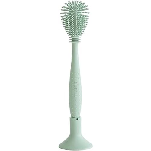 mushie Baby Bottle Brush | Soft Silicone with Suction Base (Cambridge Blue)