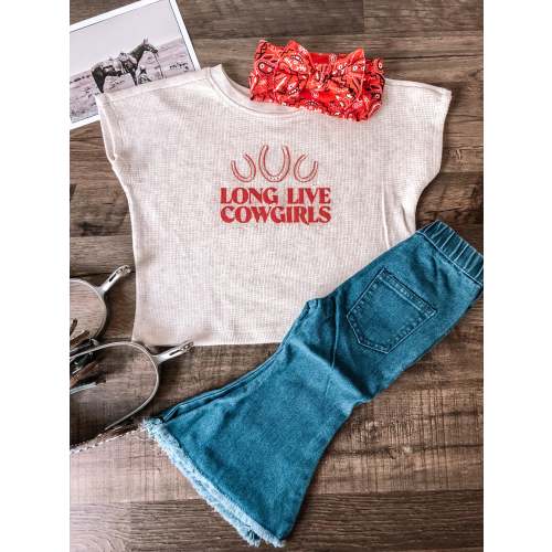 Long Live Cowgirls Dolman Waffle Top (Baby & Toddler) - Oatmeal