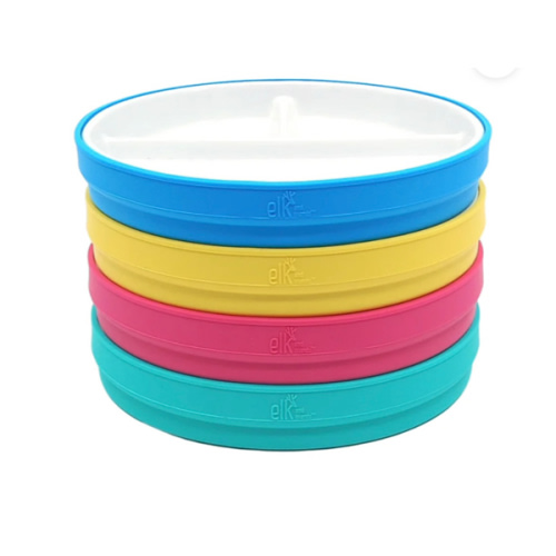 6.7"/16cm Porcelain White Divided Plates with Silicone Sleeves