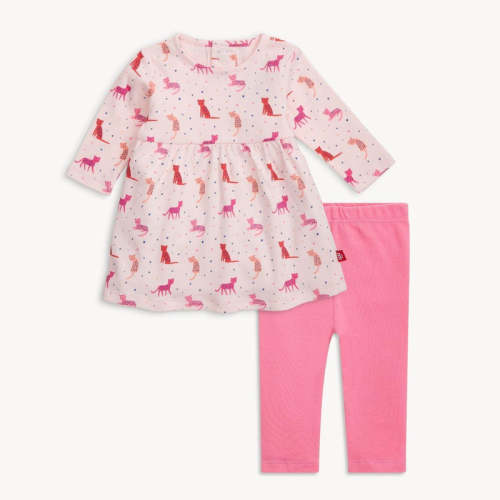 cheetah bonita organic cotton magnetic little baby dress + legging set