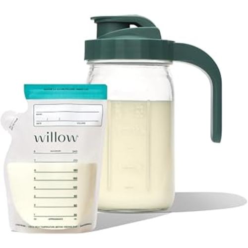 Willow - Glass Breastmilk Pitcher & 8oz Breast Milk Storage Bags Bundle