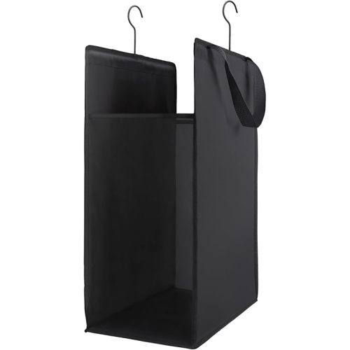 Fentec Hanging Laundry Hamper, Hanging Laundry Basket, Slim Laundry Hamper Bag with Handles, Portable Hanging Closet Hamper, Mesh Heavy Duty Hanging Laundry Bag (Black,1 Pack)