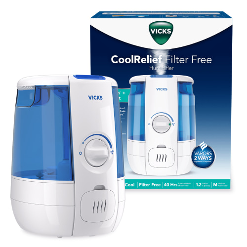 Vicks Cool Mist Humidifier, 1.2 Gallon, Filter-Free, Ultrasonic, VapoPads & VapoSteam Uses, 400 sq ft, VUL600