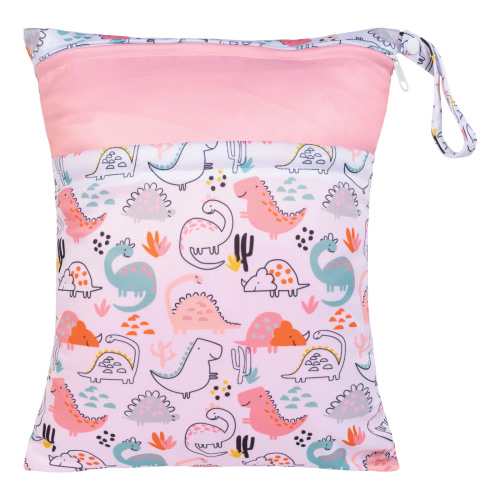 ALVABABY Diaper Wet/Dry Bag Waterproof Reusable with Two Zippered Pockets for Cloth Diapers, Swimsuits, Travel, and Gym (L-YDP129A)