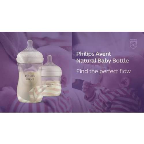 Philips Avent Glass Baby Bottle with Natural Response Nipple - Level 2 - Medium Flow 4oz/3pk