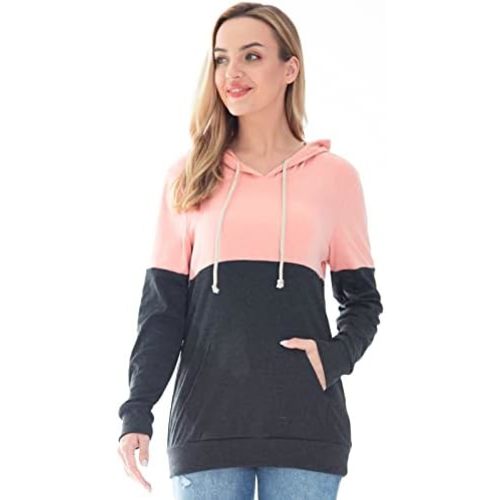 Bearsland Women's Maternity Breastfeeding Sweater Hoodie Nursing Sweatshirt with Pockets