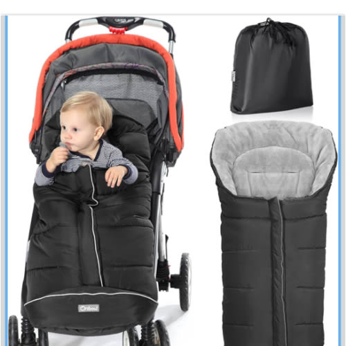 Orzbow Warm Bunting Bag Universal, Stroller Sleeping Bag Cold Weather, Waterproof Toddler Footmuff (Black, Large)