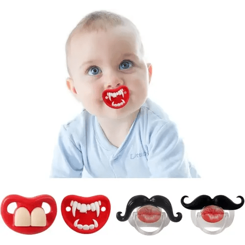 YAPROMO Funny Pacifiers for Babies,Mustache Pacifier 0-6-18 Months,Halloween Pacifiers for Toddlers, Funny Teeth Pacifier for Boys and Girls