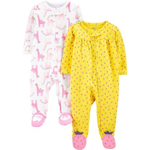 Simple Joys by Carter's Baby Girls' Cotton Footed Sleep and Play, Pack of 2